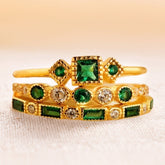 Exquisite Minimalist Emerald Ring Set
