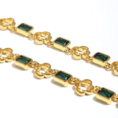 Green Gemstone Clover Bracelet