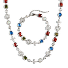 Multi Gemstone & Cross Bracelet