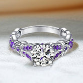 Butterfly Round Cut Sterling Silver Ring