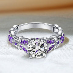 Butterfly Round Cut Sterling Silver Ring