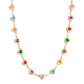 Heart Shaped Colorful Synthetic Decorated Necklace