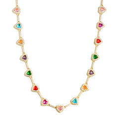 Heart Shaped Colorful Synthetic Decorated Necklace