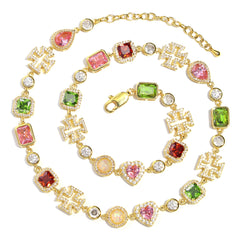 Pink Heart Multi Gemstone Necklace