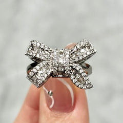 Silver Bow Knot Ring With CZ Stone
