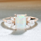 Emerald Cut Lab Opal Engagement Ring