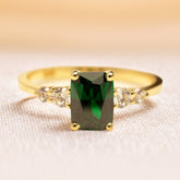 Octagon Cut Emerald Engagement Ring
