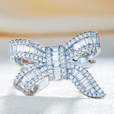 Silver Bow Knot Ring With CZ Stone