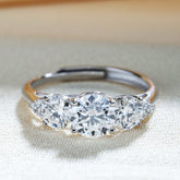 3 Stone All Synthetic Moissanite Ring