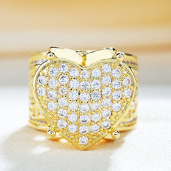 Hand-set silver heart-shaped ring