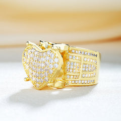 Hand-set silver heart-shaped ring