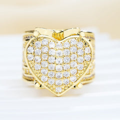 Hand-set silver heart-shaped ring