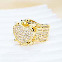 Hand-set silver heart-shaped ring