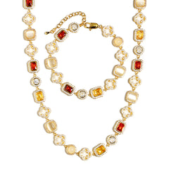 Iced Gemstone Set(Gemstone Necklace & Bracelet)