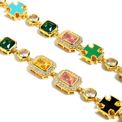 Multicolor Gemstone Motif Bracelet