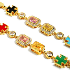 Multi Gemstone Motif Set(Gemstone Necklace & Bracelet)