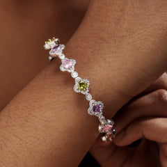 Multi Color CZ Motif Gemstone Bracelet