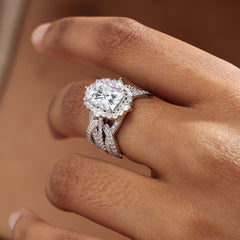 Vintage Halo Radiant Cut Insert Ring