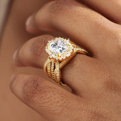 Vintage Halo Radiant Cut Insert Ring