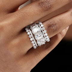 Luxurious Cushion Cut 5 Pieces Ring Set
