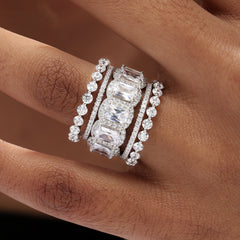 Luxurious Cushion Cut 5 Pieces Ring Set