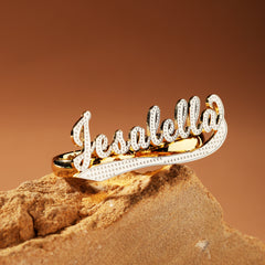 Custom Two-Finger Name Ring - Personalized Design