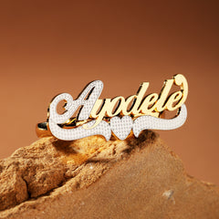 Custom Name Ring - Personalized Heart Design
