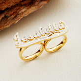 Custom Two-Finger Name Ring - Personalized Design