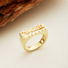 18K Gold Name Ring