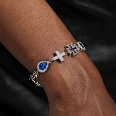 Multi Gemstone & Cross Bracelet