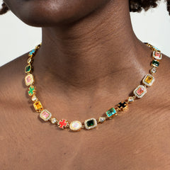 Multi Gemstone Motif Necklace