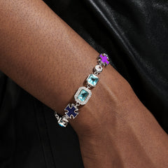 Blue Multi Gemstone Motif Necklace