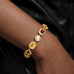 Iced Gemstone Set(Gemstone Necklace & Bracelet)