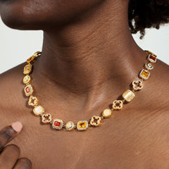 Iced Gemstone Set(Gemstone Necklace & Bracelet)