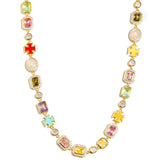 Pink Multi Gemstone Motif Necklace