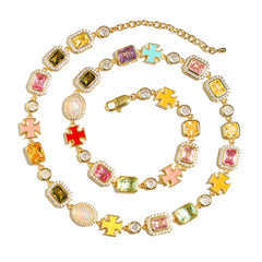 Pink Multi Gemstone Motif Bracelet