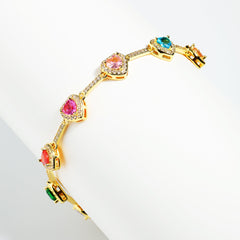 Heart Shaped Colorful Synthetic Decorated Bracelet