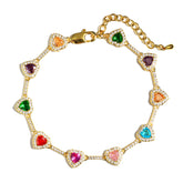 Heart Shaped Colorful Synthetic Decorated Bracelet