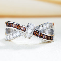 Crossover Sterling Silver Women's Band Ring