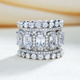 Luxurious Cushion Cut 5 Pieces Ring Set