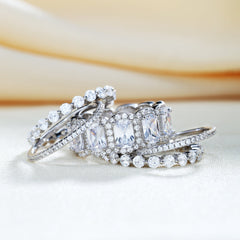Luxurious Cushion Cut 5 Pieces Ring Set