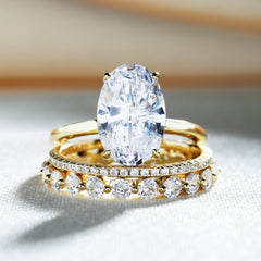 Oval Cut Yellow Gold Women's Ring Set