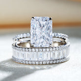 Elongated Radiant Cut Ring Set
