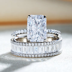 Elongated Radiant Cut Ring Set