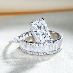 Elongated Radiant Cut Ring Set