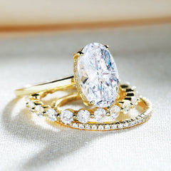 Oval Cut Yellow Gold Women's Ring Set