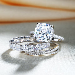 Gorgeous Cushion Cut 3 Pieces Ring Set