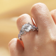 Butterfly Round Cut Sterling Silver Ring