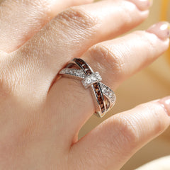 Crossover Sterling Silver Women's Band Ring