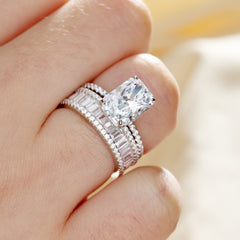 Elongated Radiant Cut Ring Set